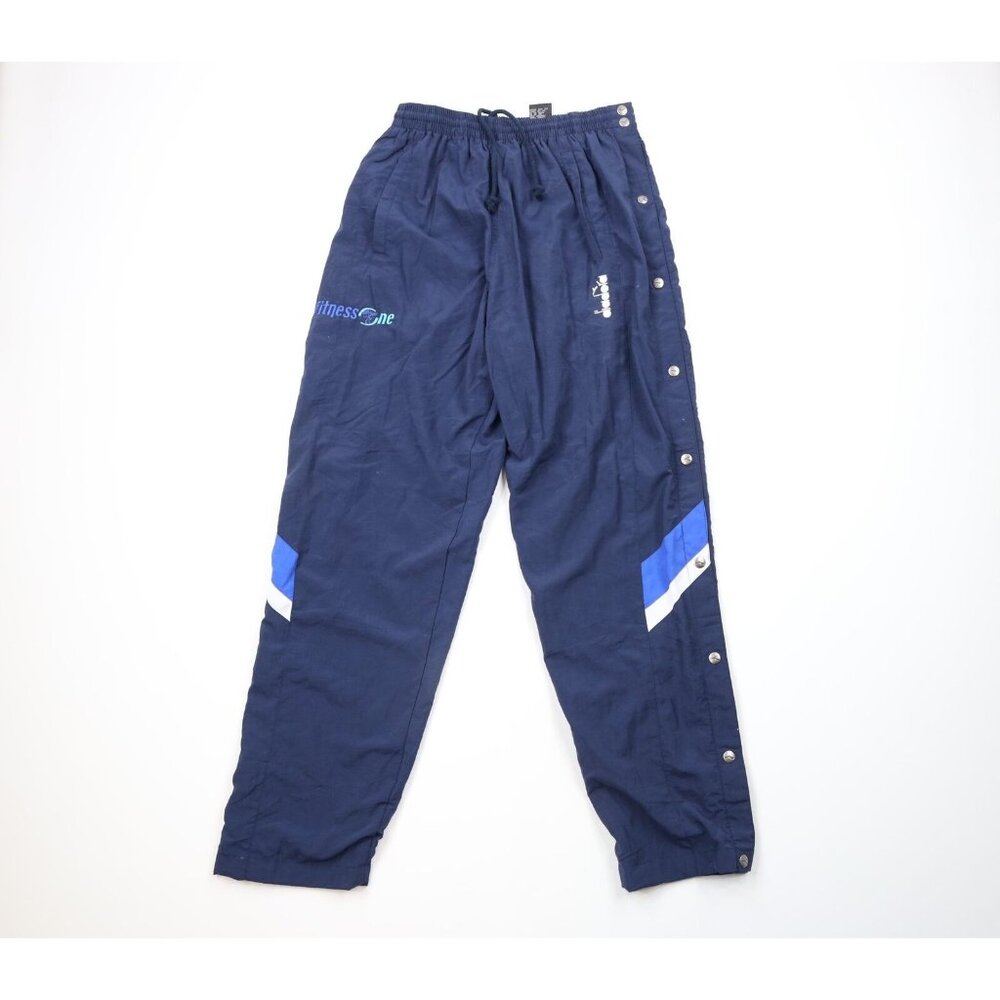 Vtg 90s Diadora Soccer Mens Medium Spell Out Color Block Lined Tearaway Pants